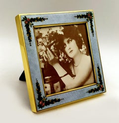 Picture Frame pearl gray enamel and hand-painted Garlands Salimbeni