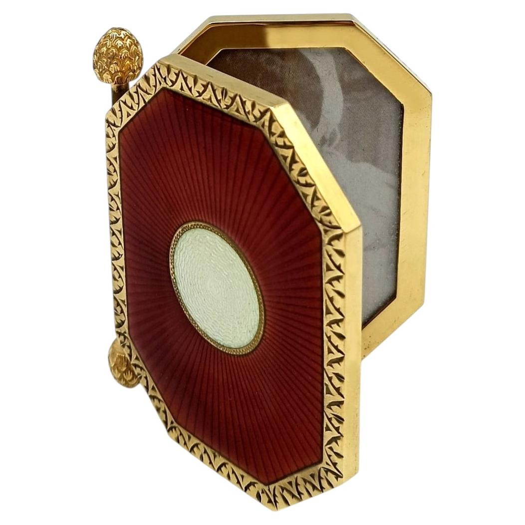 Picture Frame Pocket for 2 photo Sterling Silver Enamel Napoleon III Salimbeni