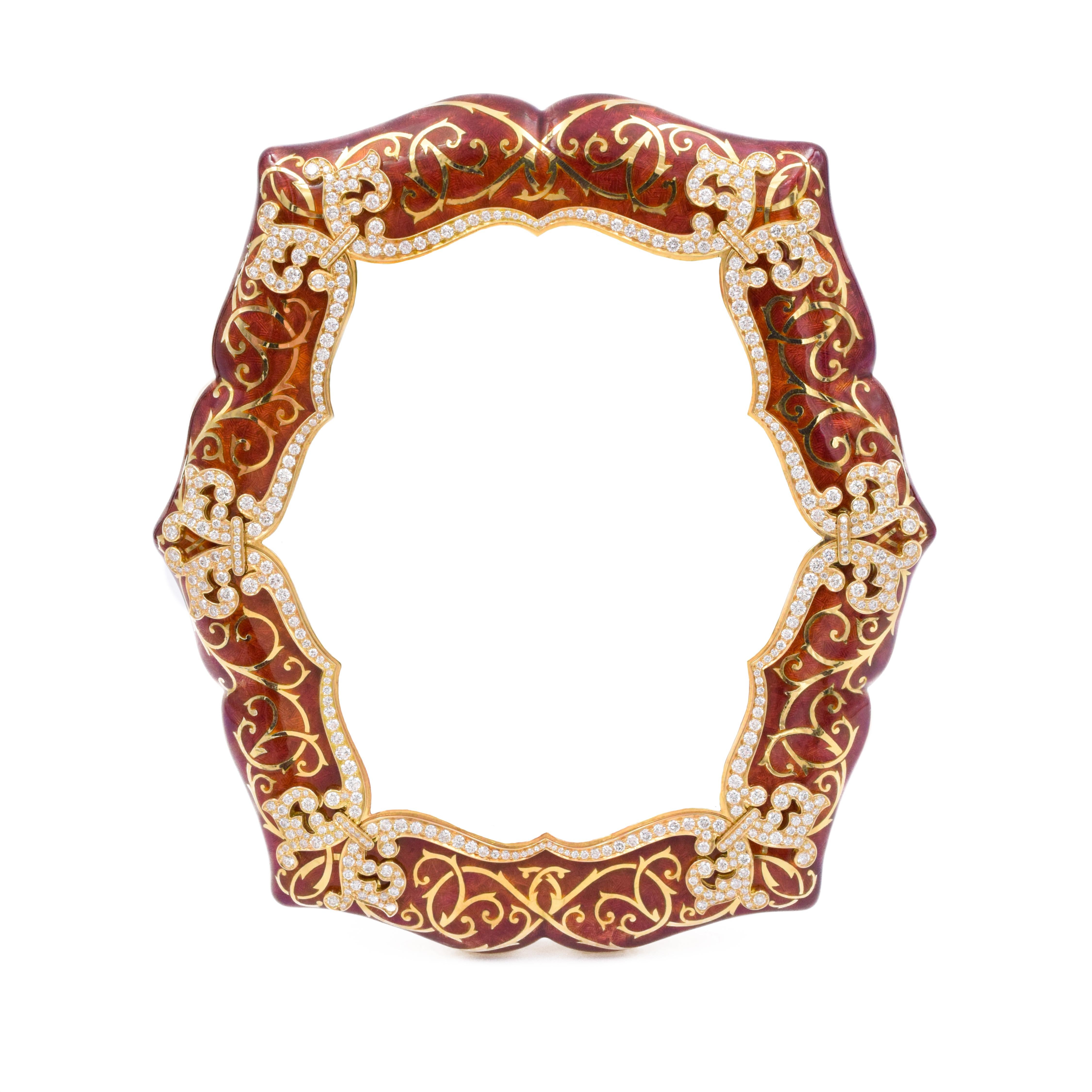 Picture Frame Red Enamel and Diamond
