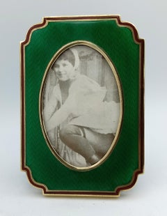 Bilderrahmen in Form von Ecken Grünes Emaille Sterling Silber Salimbeni