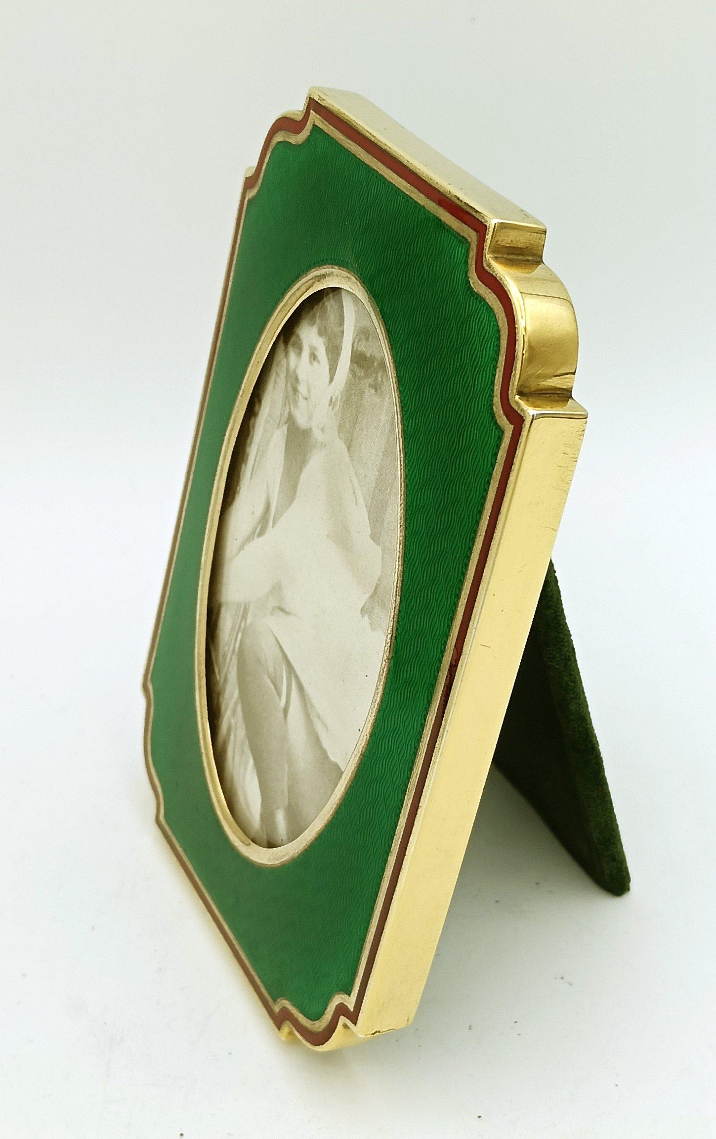 Cornice a forma di angoli Smalto verde A. Silver In condizioni ottime in vendita a Firenze, FI
