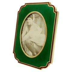 Picture frame shaped corners Green Enamel Sterling Silver Salimbeni