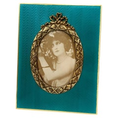 Bilderrahmen Silber Emaille mit ovalem Lorbeer im Stil Napoleon III Salimbeni