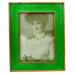 Picture Frame Silver Green Enameled with very fine hand engraving Salimbeni