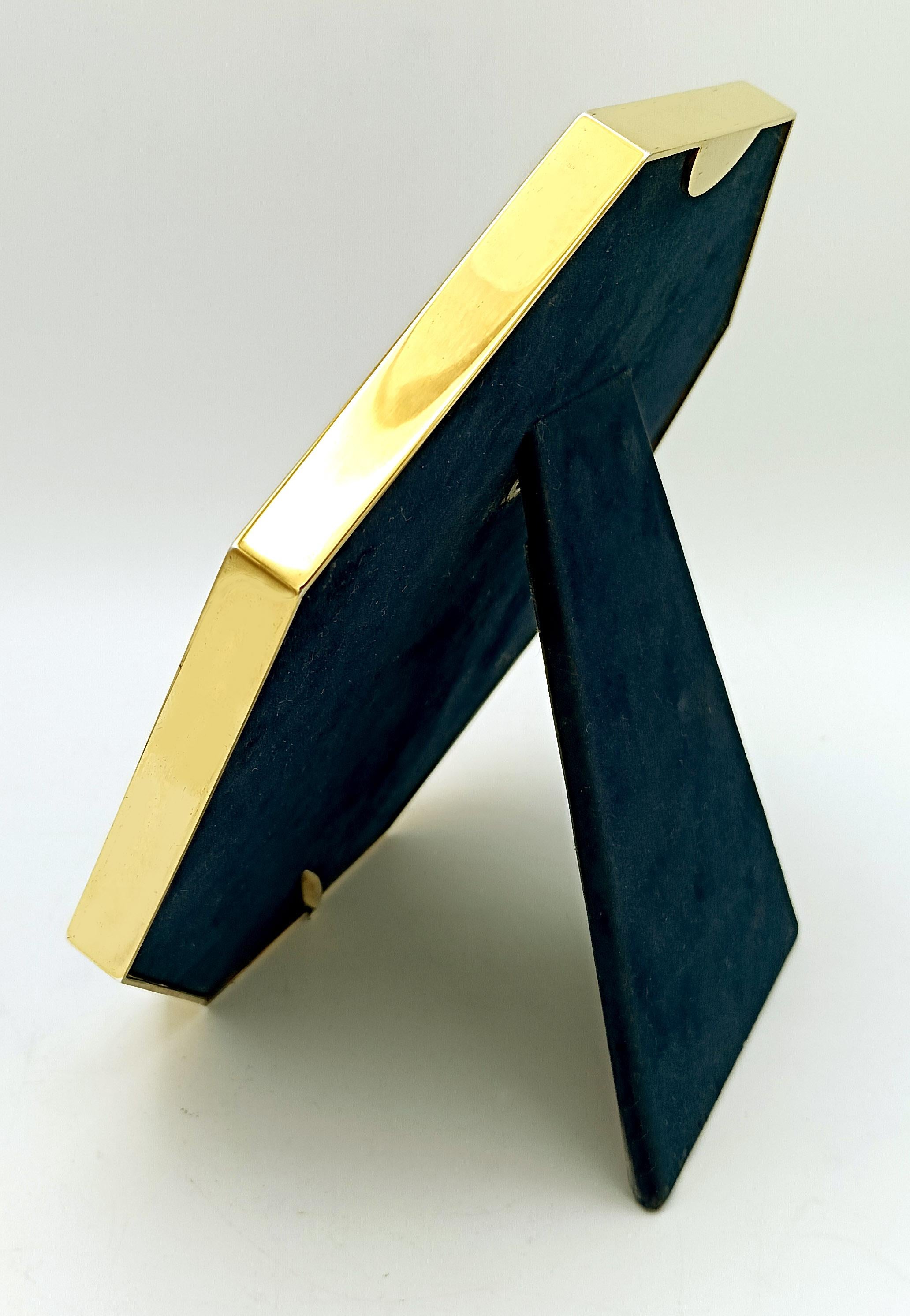 Modern Picture Frame Silver Octagonal Blue Enamel modern contemporary style Salimbeni For Sale