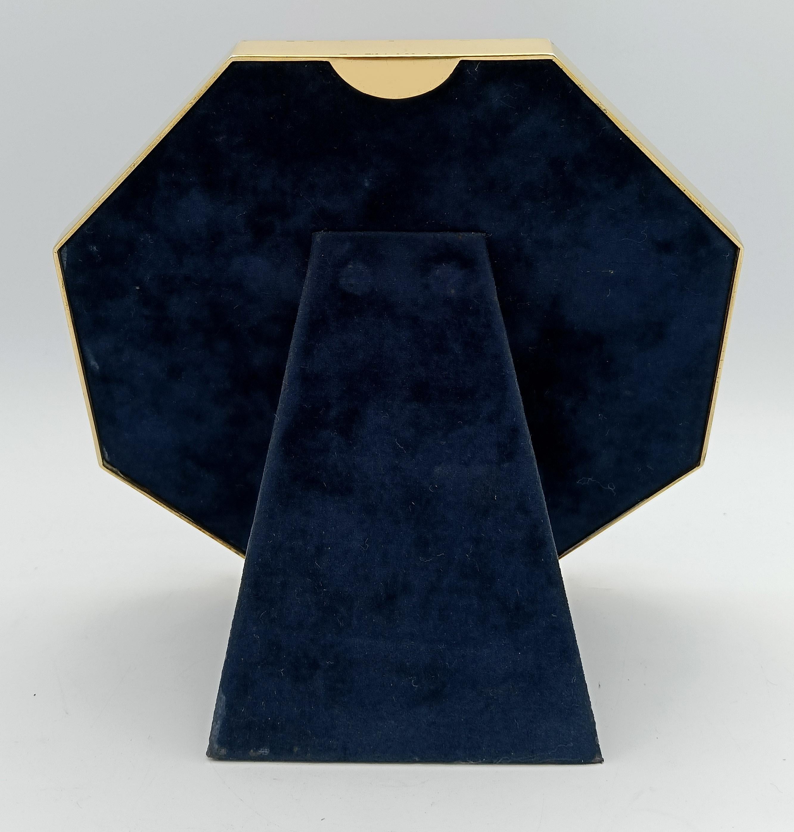 Italian Picture Frame Silver Octagonal Blue Enamel modern contemporary style Salimbeni For Sale
