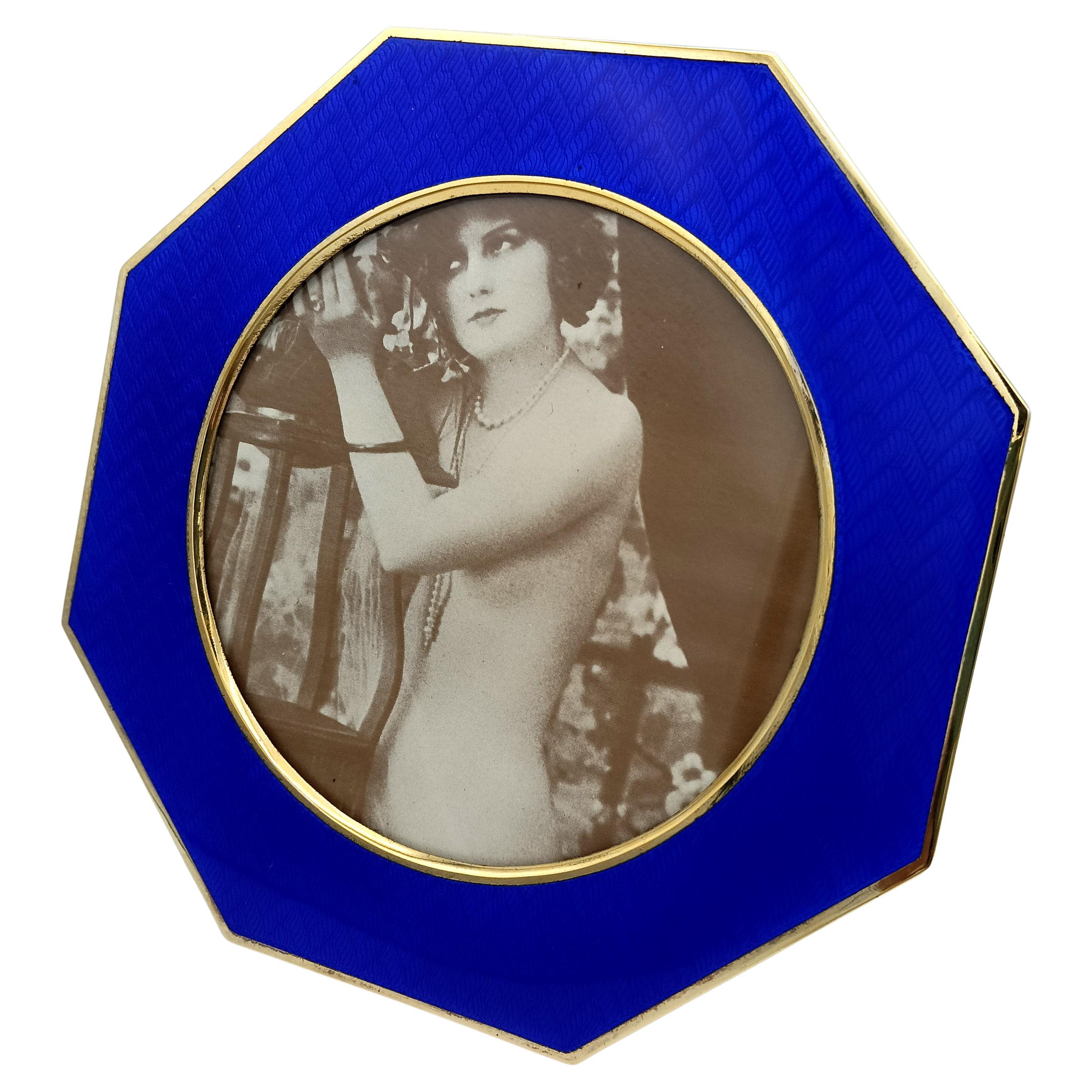 Picture Frame Silver Octagonal Blue Enamel modern contemporary style Salimbeni