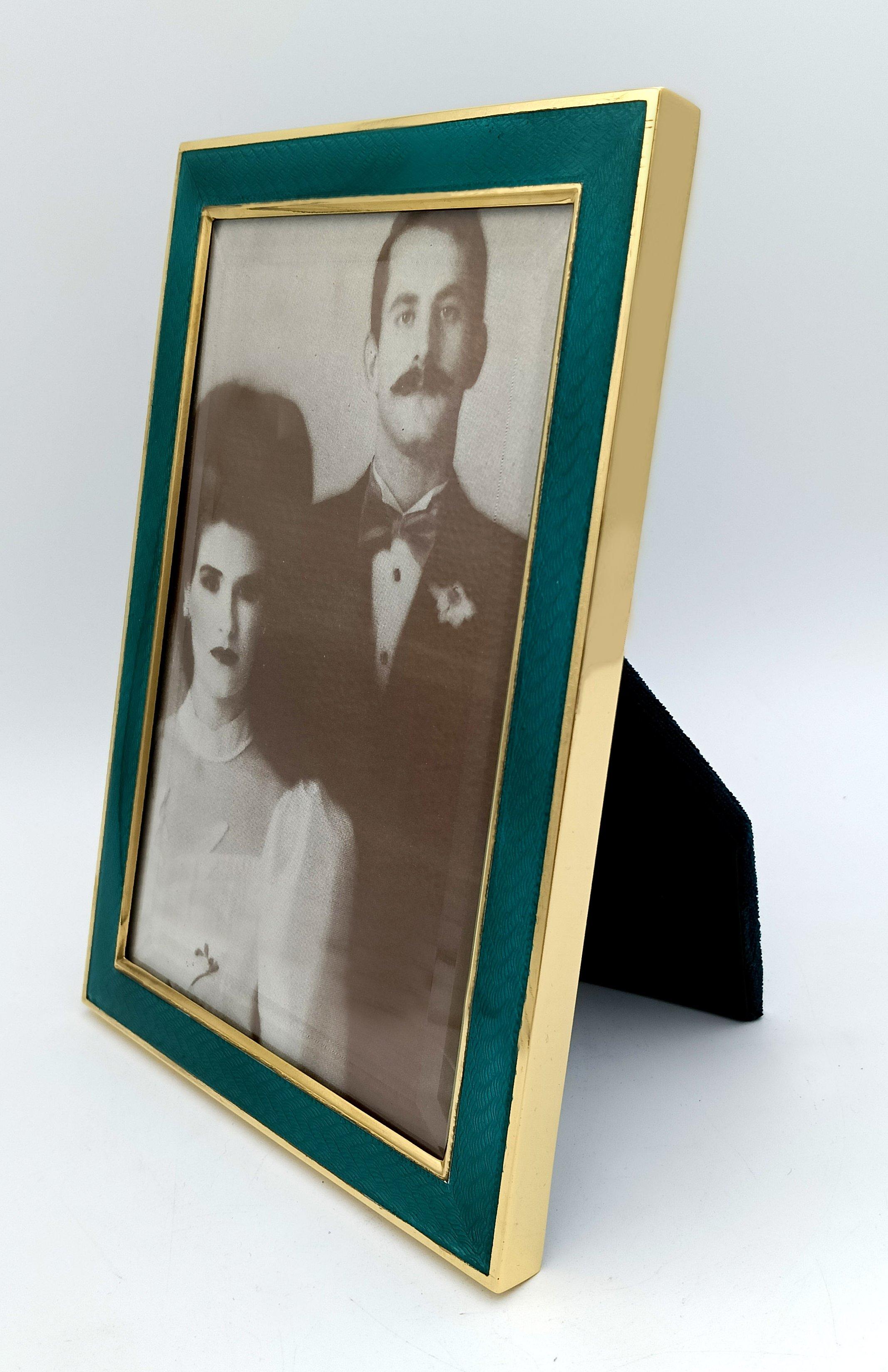 Cornice per quadri in argento rettangolare con smalto verde smeraldo in stile moderno Salimbeni In condizioni ottime in vendita a Firenze, FI