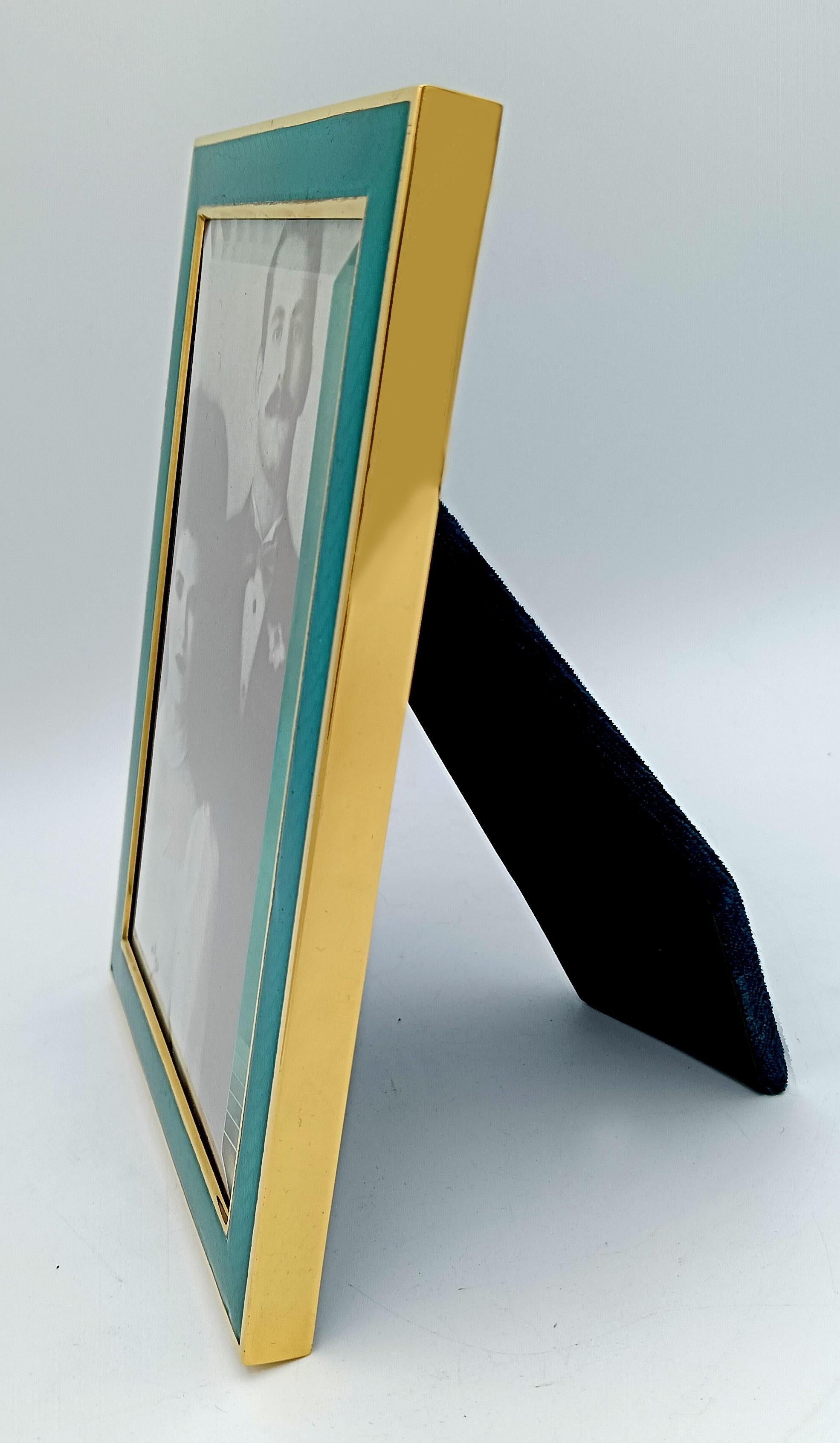 Placcato oro Cornice per quadri in argento rettangolare con smalto verde smeraldo in stile moderno Salimbeni in vendita