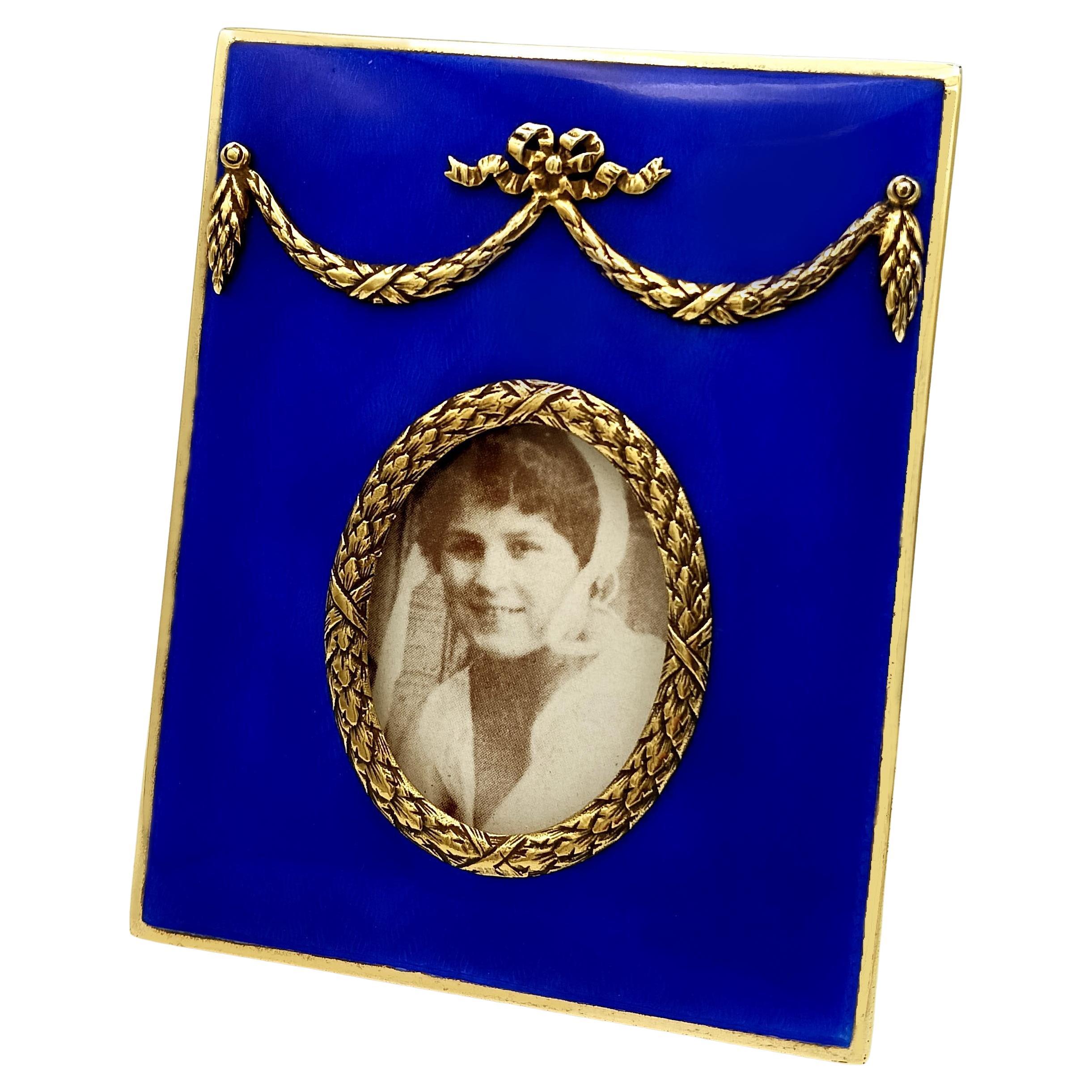 Picture Frame Silver rectangular frame oval photo Enamel 925 silver Salimbeni