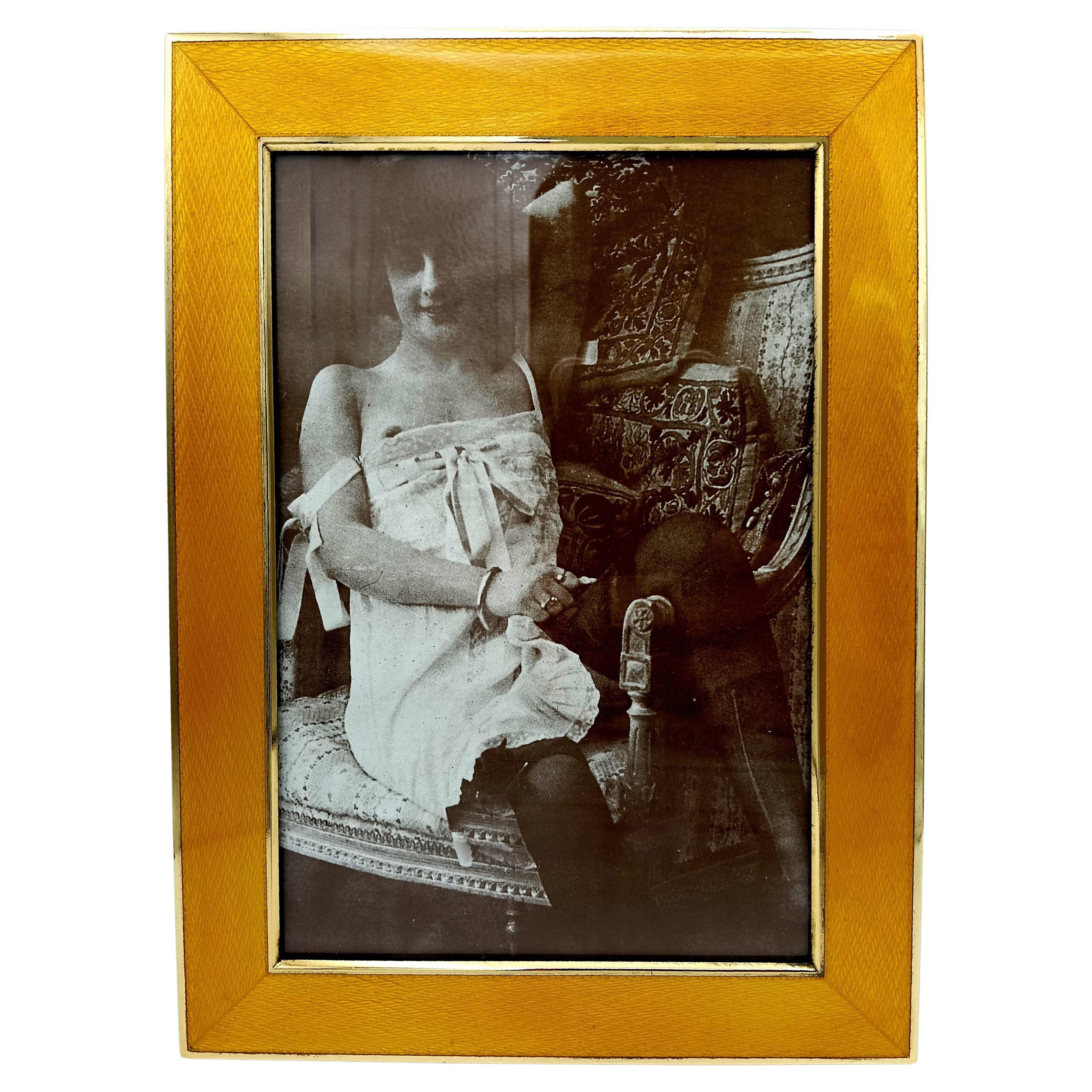 Picture Frame Silver rectangular sterling silver enamel on guilloché Salimbeni