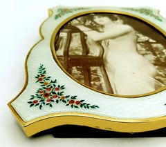 Picture Frame Silver shaped Enamel on guilloché and floral miniatures Salimbeni