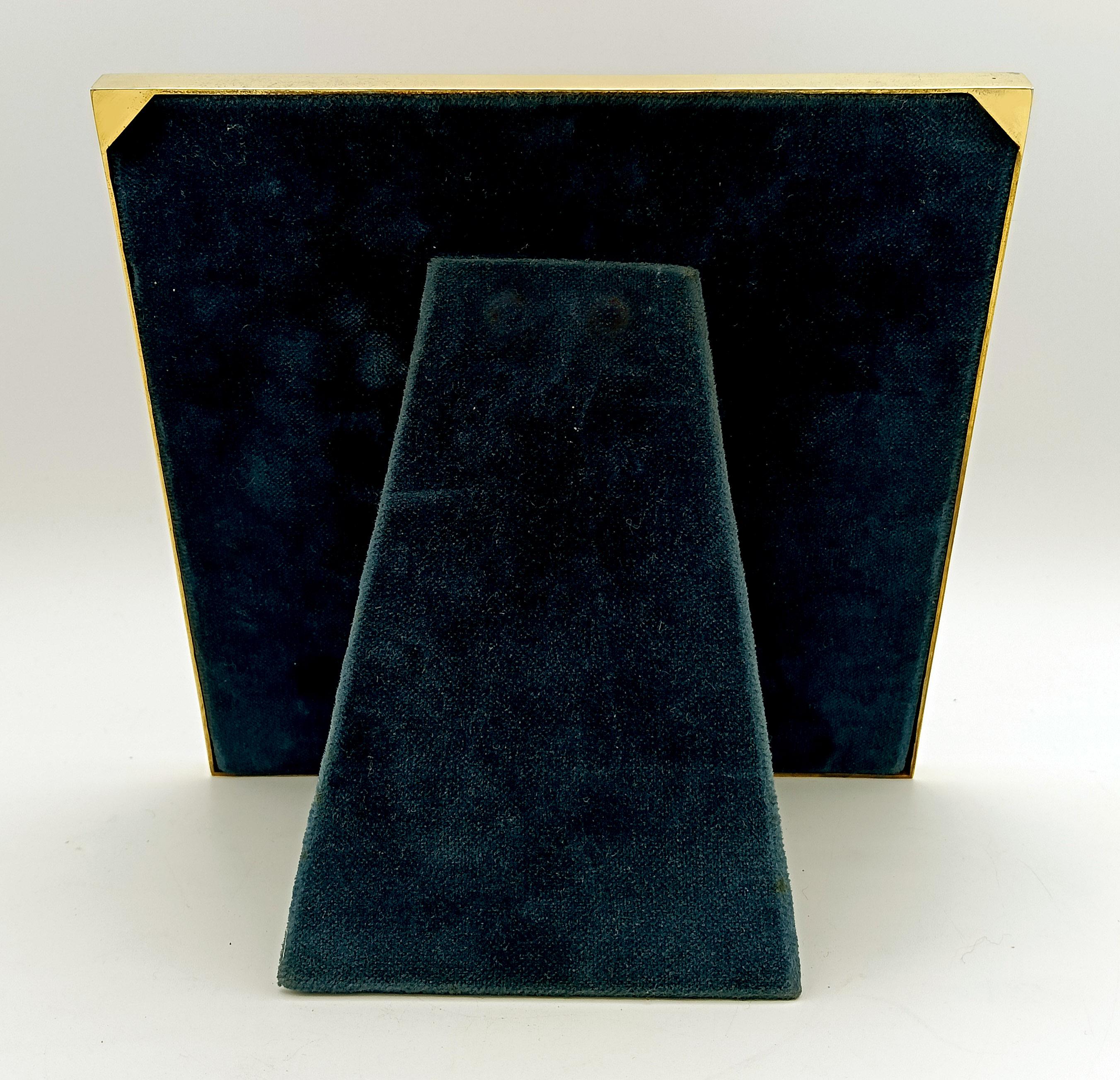 Picture Frame Silver Squared Blue Enamel modern contemporary style Salimbeni For Sale 2