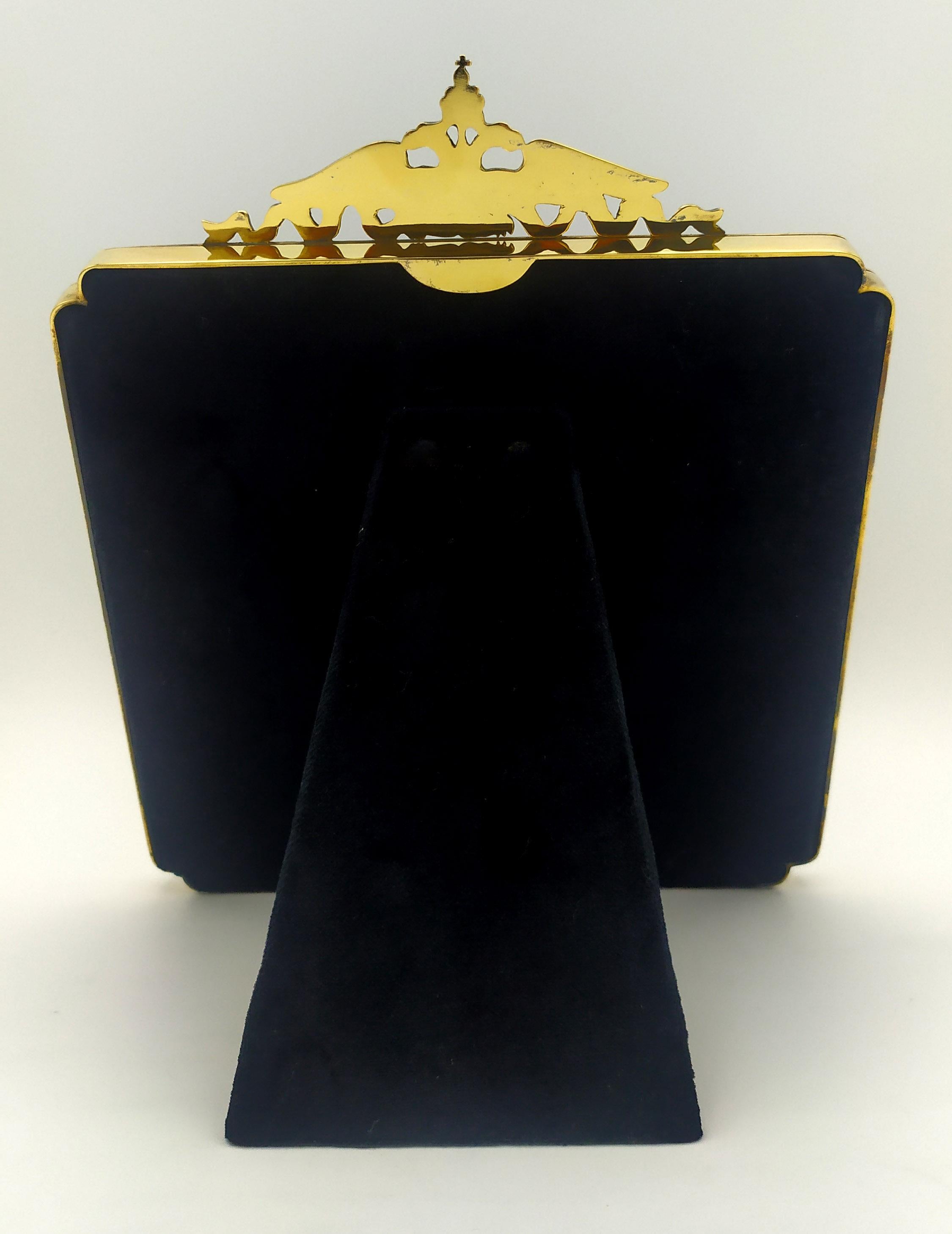 Picture frame Squared Empire style ornaments Enamel Sterling Silver Salimbeni For Sale 3