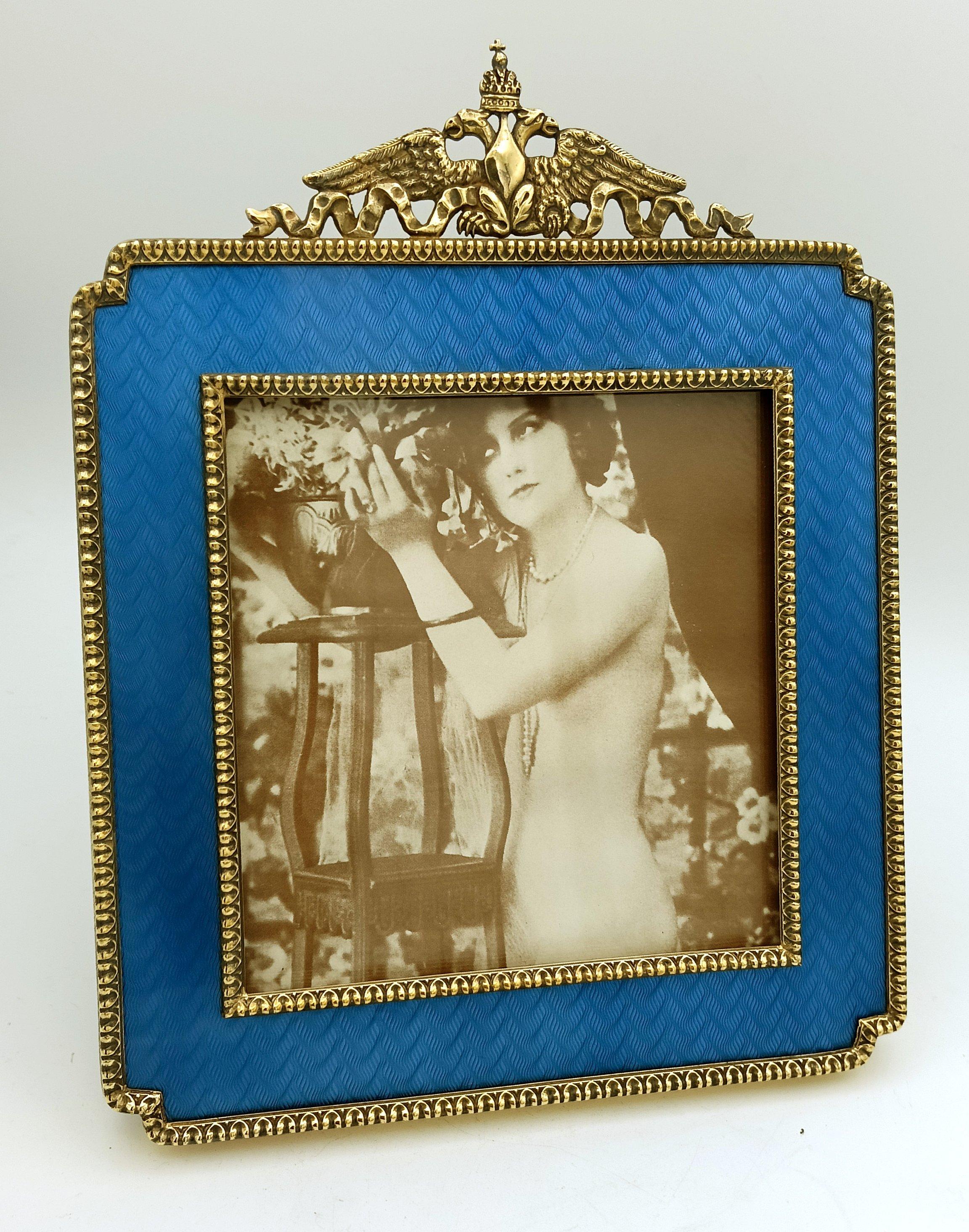 Picture frame Squared Empire style ornaments Enamel Sterling Silver Salimbeni In Excellent Condition For Sale In Firenze, FI