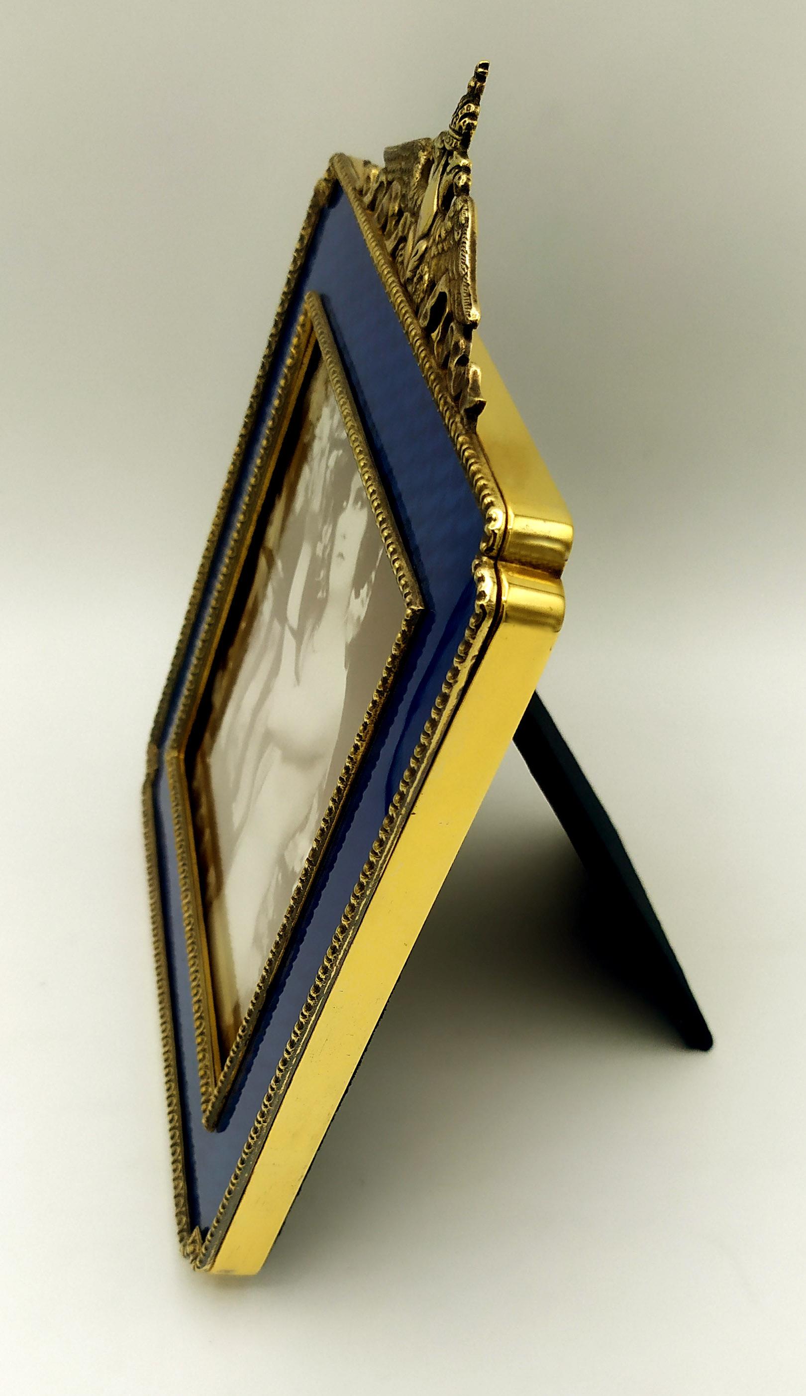Picture frame Squared Empire style ornaments Enamel Sterling Silver Salimbeni For Sale 1