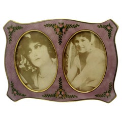 Picture Frame Sterling Silver Enamel 2 portraits