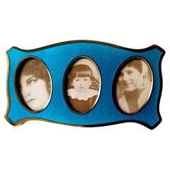 Picture Frame Sterling Silver enamel sea colour 3 portraits