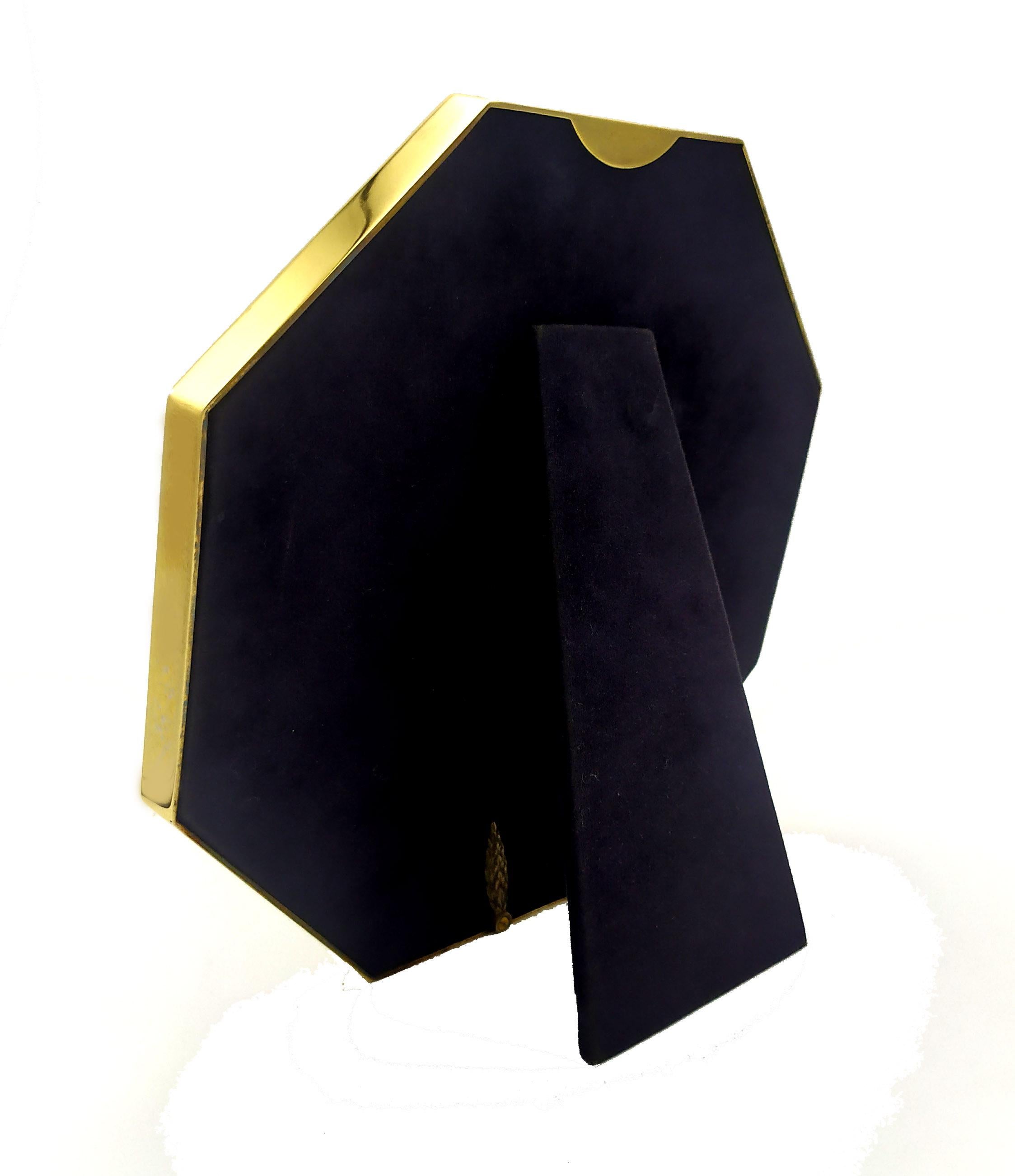 Marco Plata de Ley Octogonal Esmalte Amarillo Salimbeni Moderno en venta