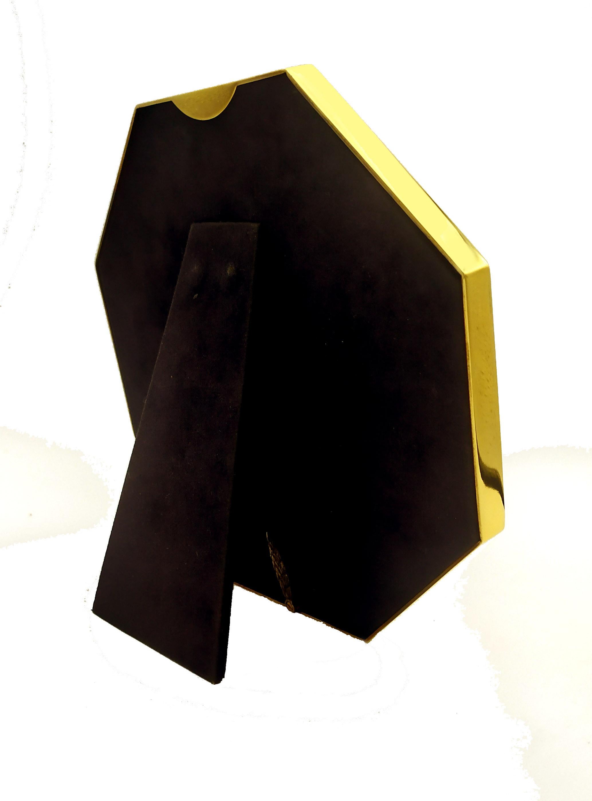 Marco Plata de Ley Octogonal Esmalte Amarillo Salimbeni Italiano en venta