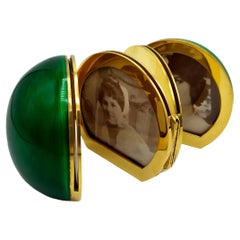 Picture Frame Sterling Silver The Sphere 4 portraits Green Enamel on guillochè