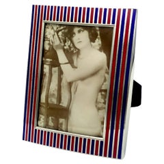 Vintage Picture Frame vertical lines Art Deco style Sterling Silver Salimbeni