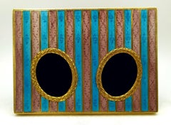 Picture Frame with two-tone enamel stripes on guilloché Salimbeni.
