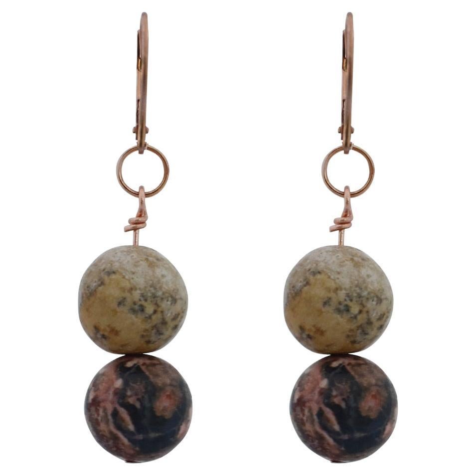 Picture Jasper and Leopard Skin Jasper Red Gold earrings For Sale