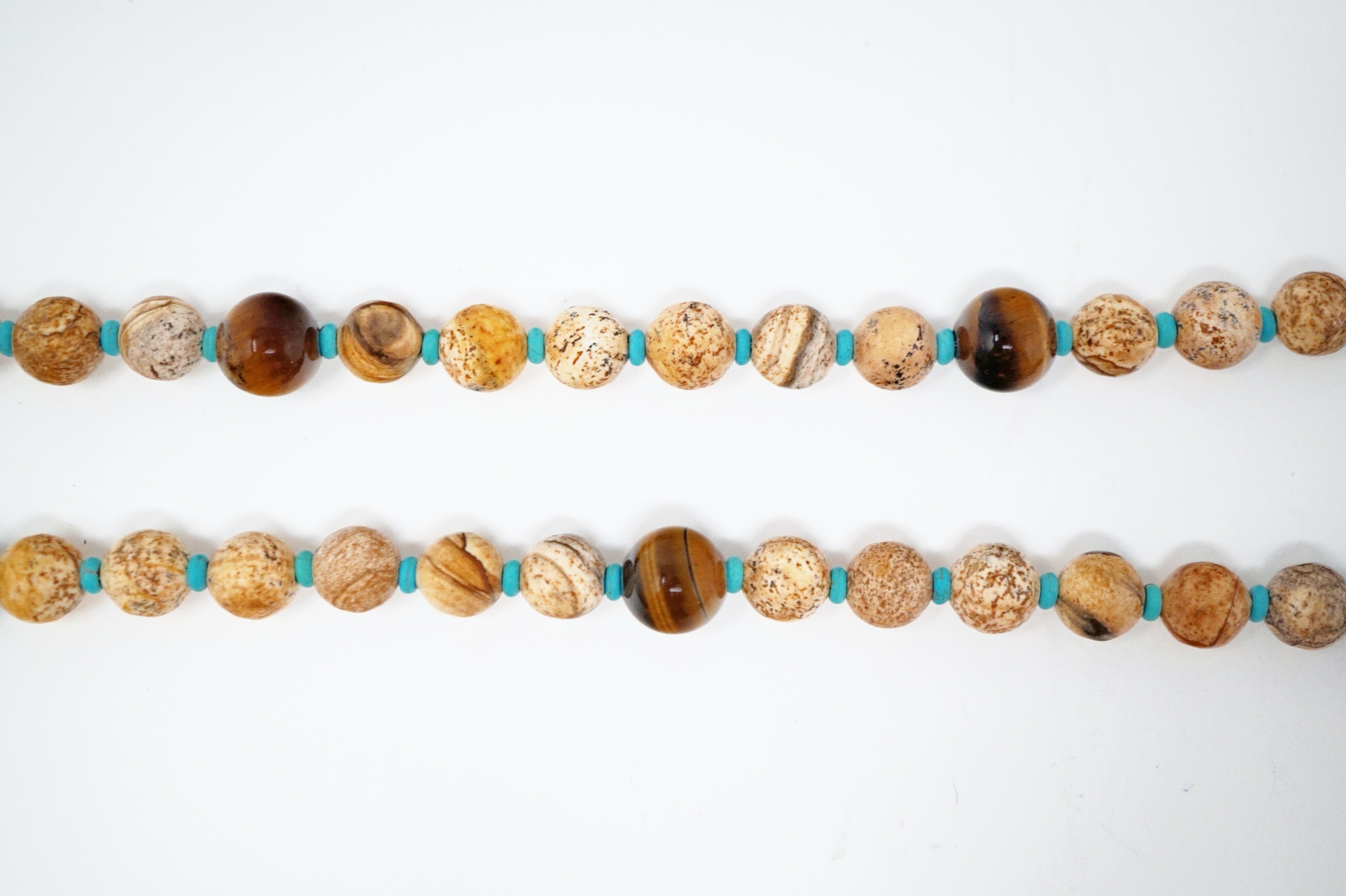 Picture Jasper, Turquoise and Tiger's Eye Gemstone Necklace 5