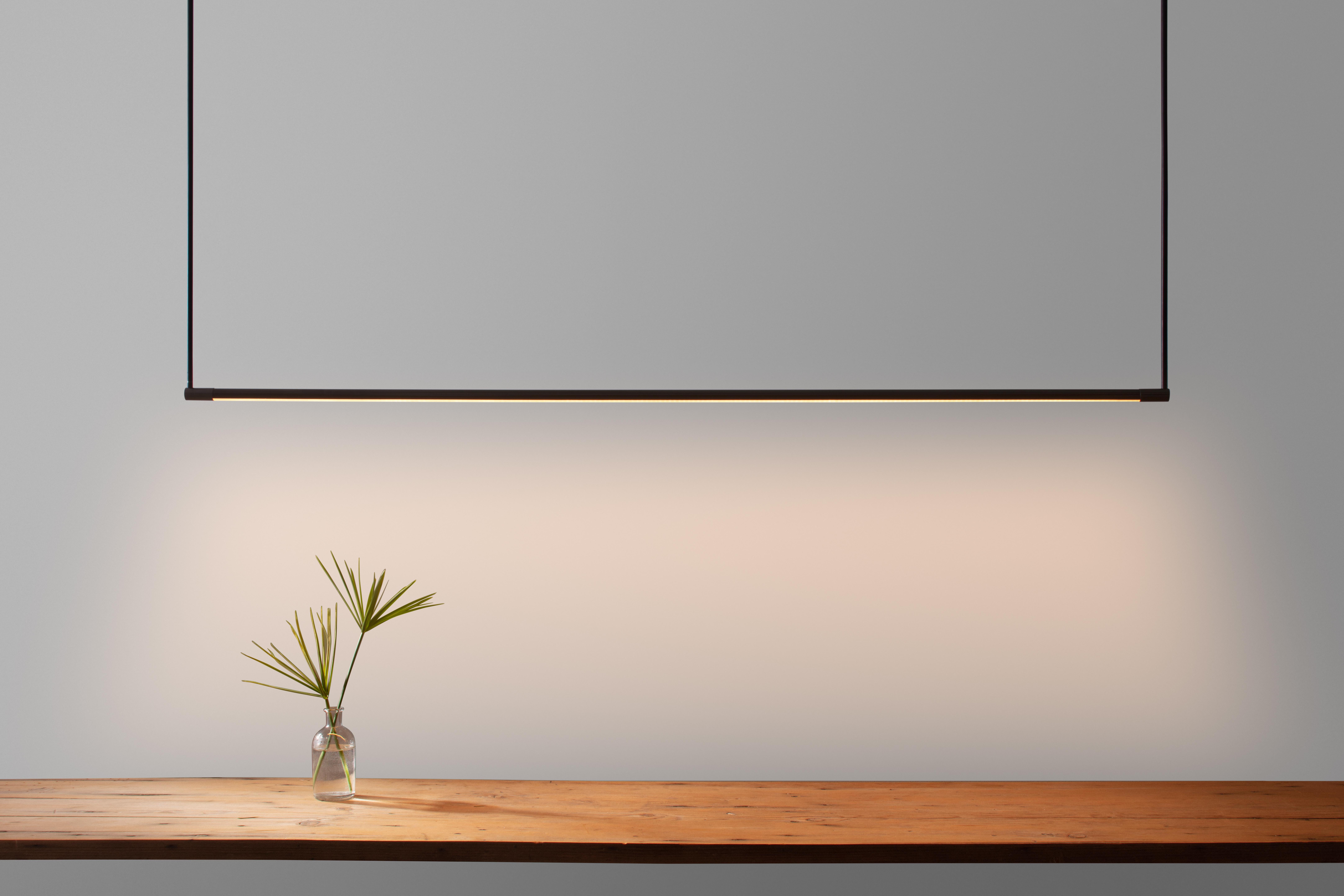 Picture Light Pendant Thin and Adjustable Minimal Brass Linear LED Pendant, UL In New Condition For Sale In Brooklyn, NY