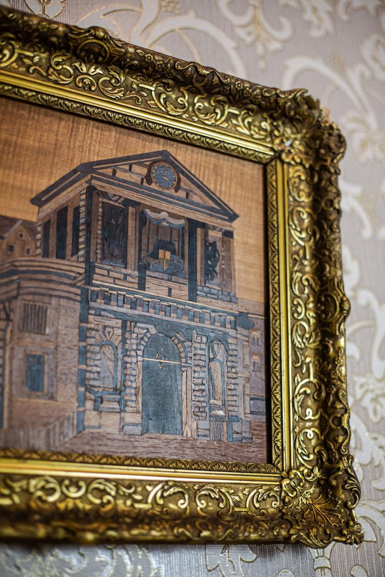 Picture Made of Intarsias, the 1930s-1940s In Good Condition For Sale In Opole, PL
