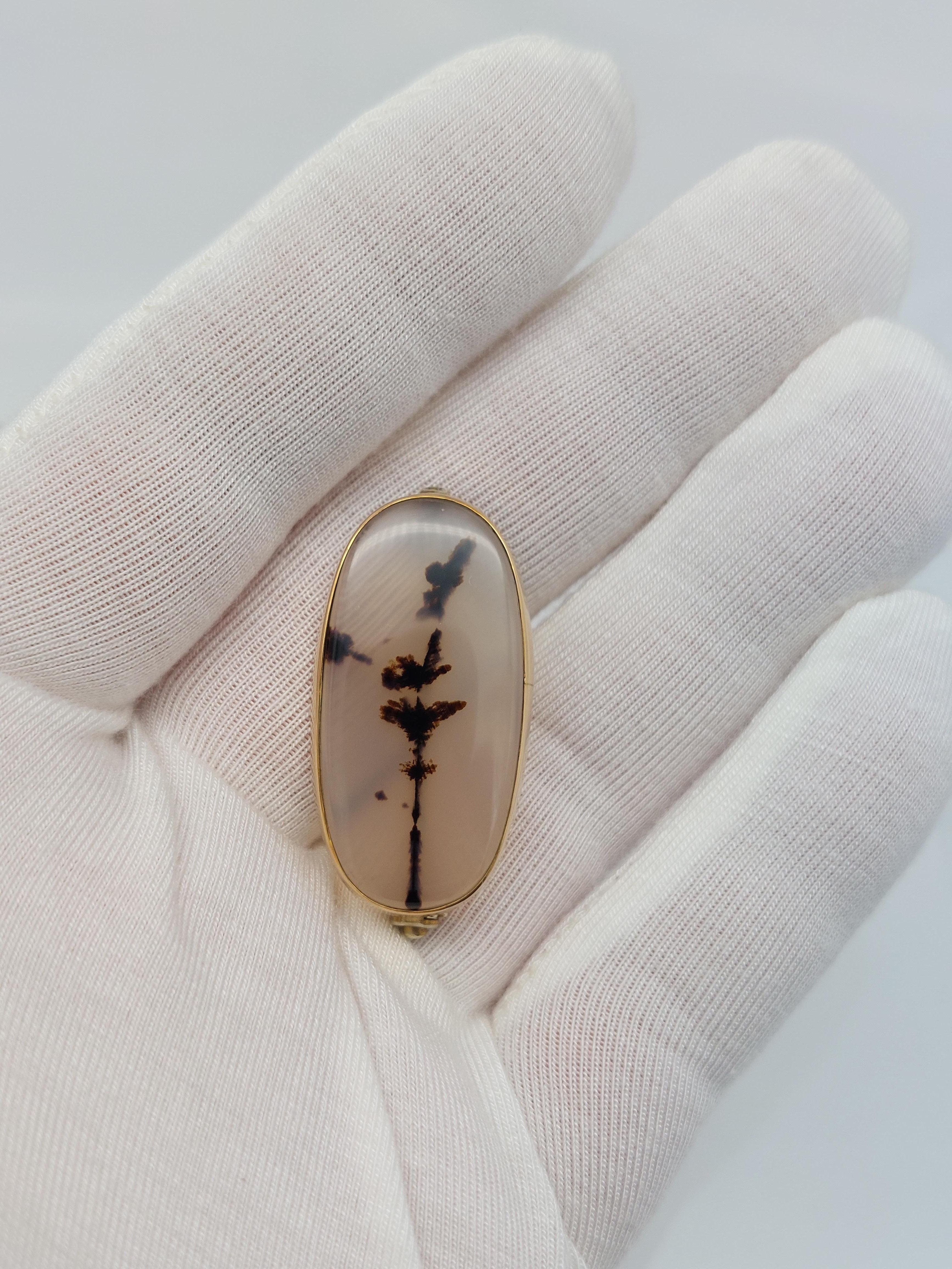 Artisan Broche en agate mousse 