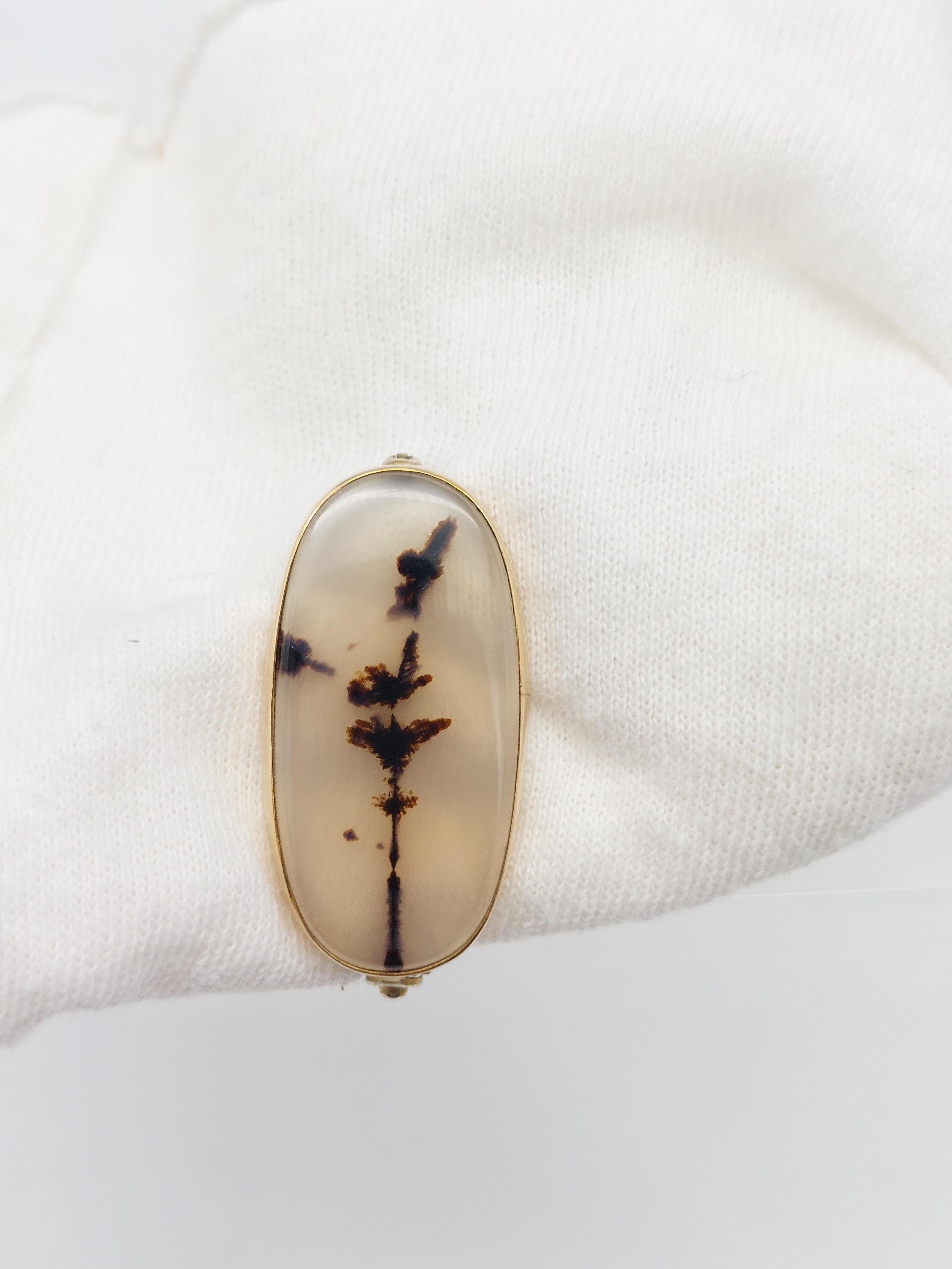 Taille ovale Broche en agate mousse 