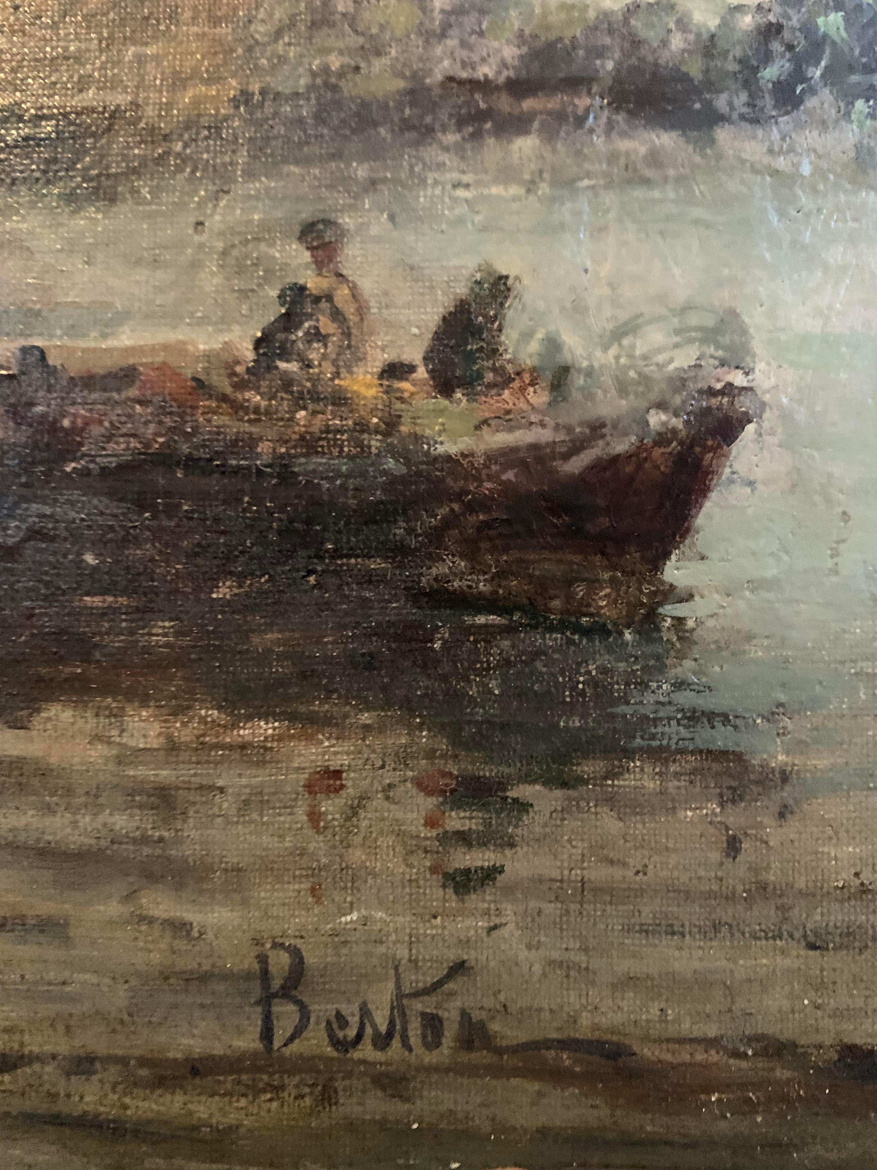 XIXe siècle Peinture à l'huile sur toile représentant une marine - 19e siècle - France en vente