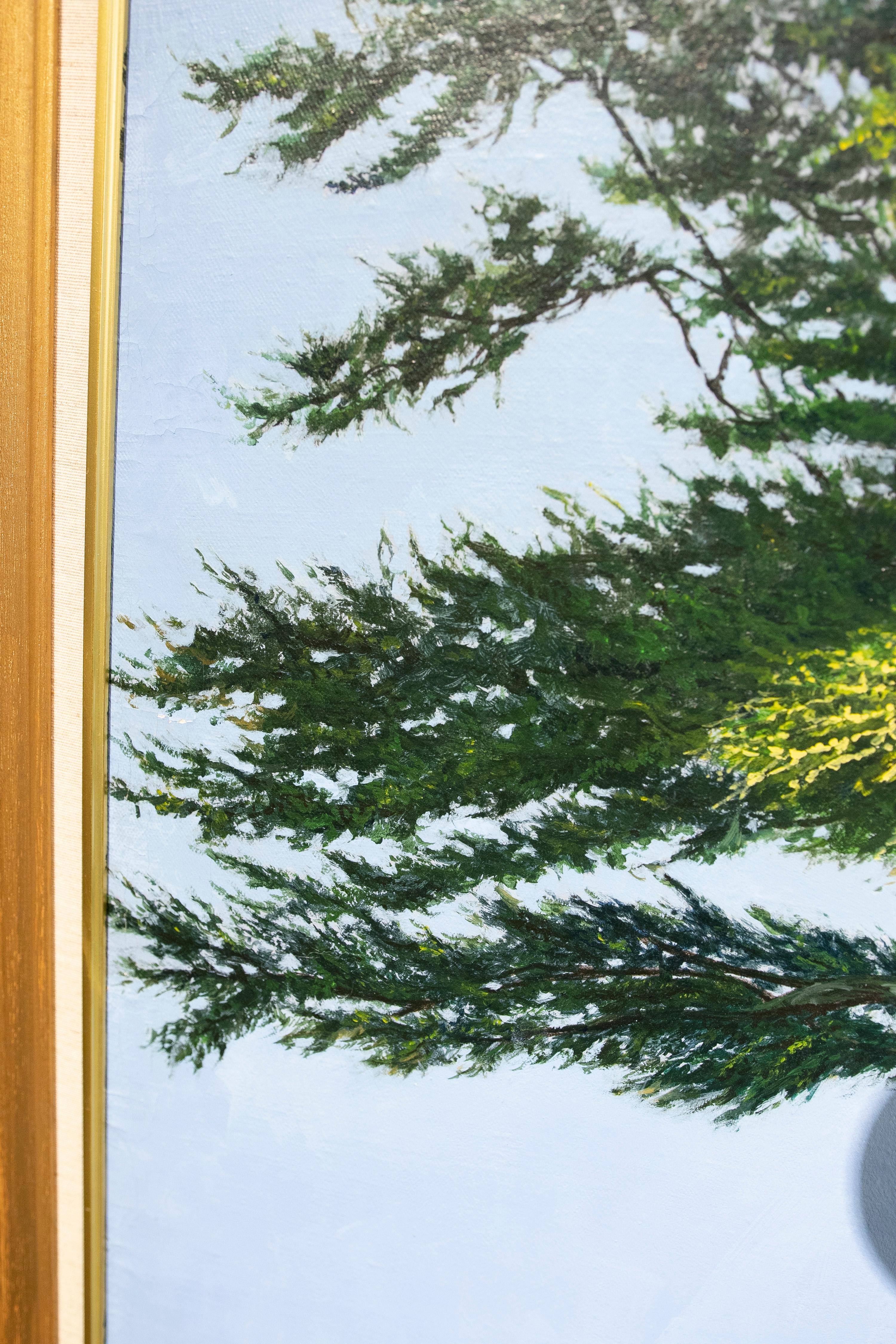 Bild von Tiger auf Hillside mit Baum gemalt in Öl auf Leinwand von 1988 im Angebot 3