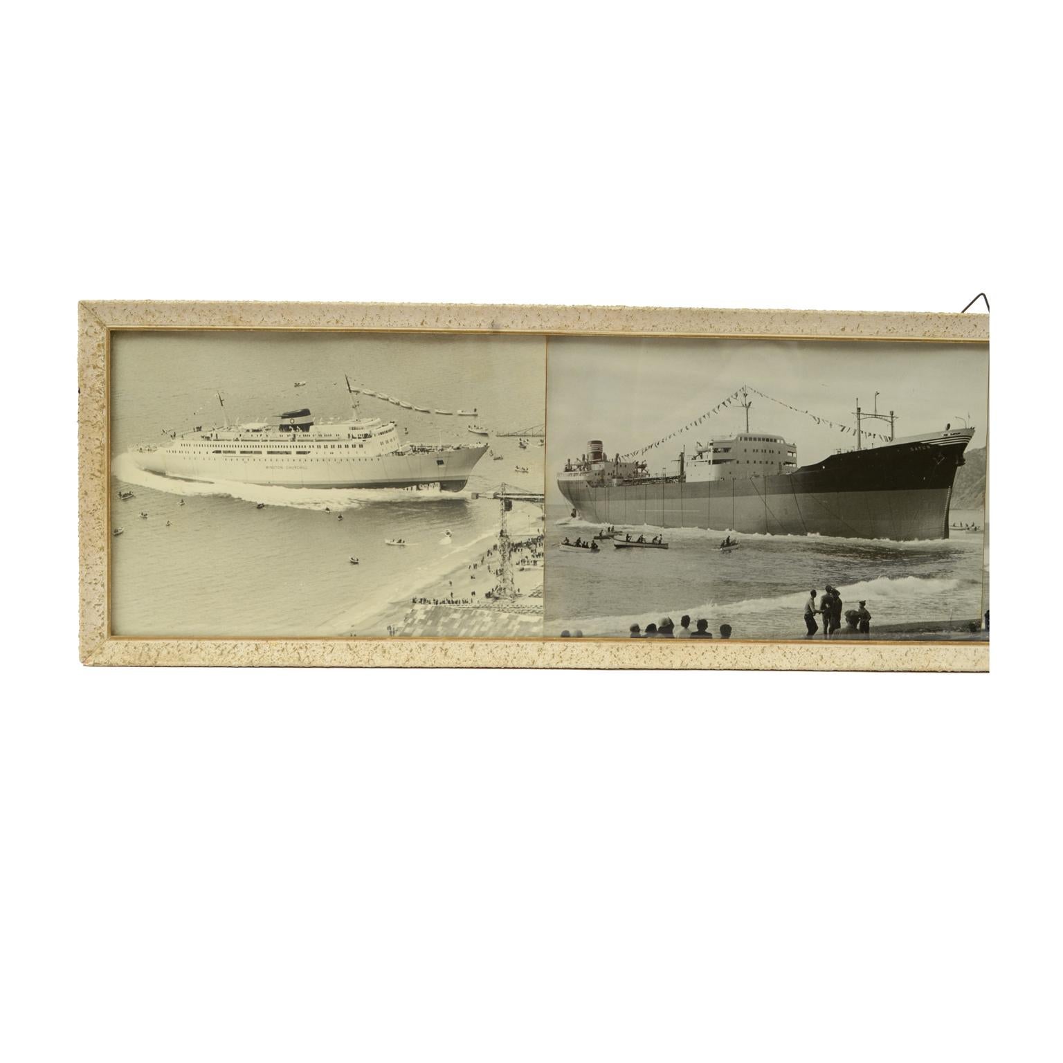 1950 Vintage Pictures Depicting Four Ships Launching  Riva Trigoso Shipyards  For Sale 6
