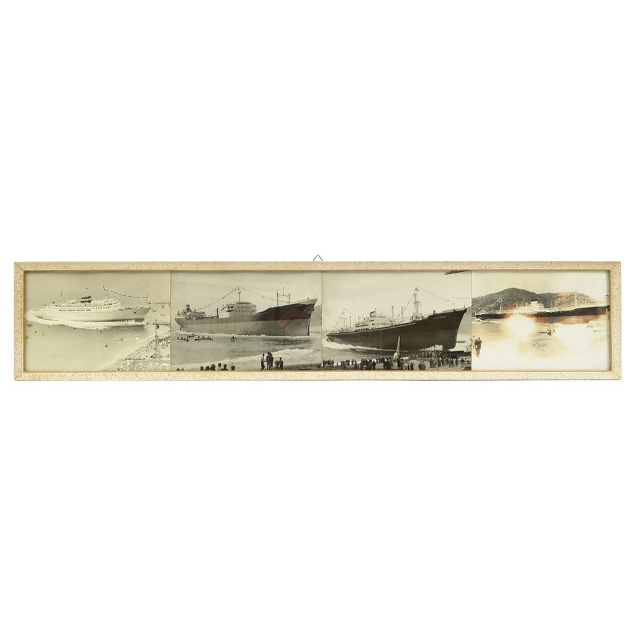 1950 Vintage-Bilder, die vier Schiffe beim Lancieren zeigen  Riva Trigoso-Schmuckkästchen  im Angebot