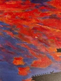 Picturesque Landscape Acrylic Painting by J. Boving – Mâconnais Artist - 2Y561