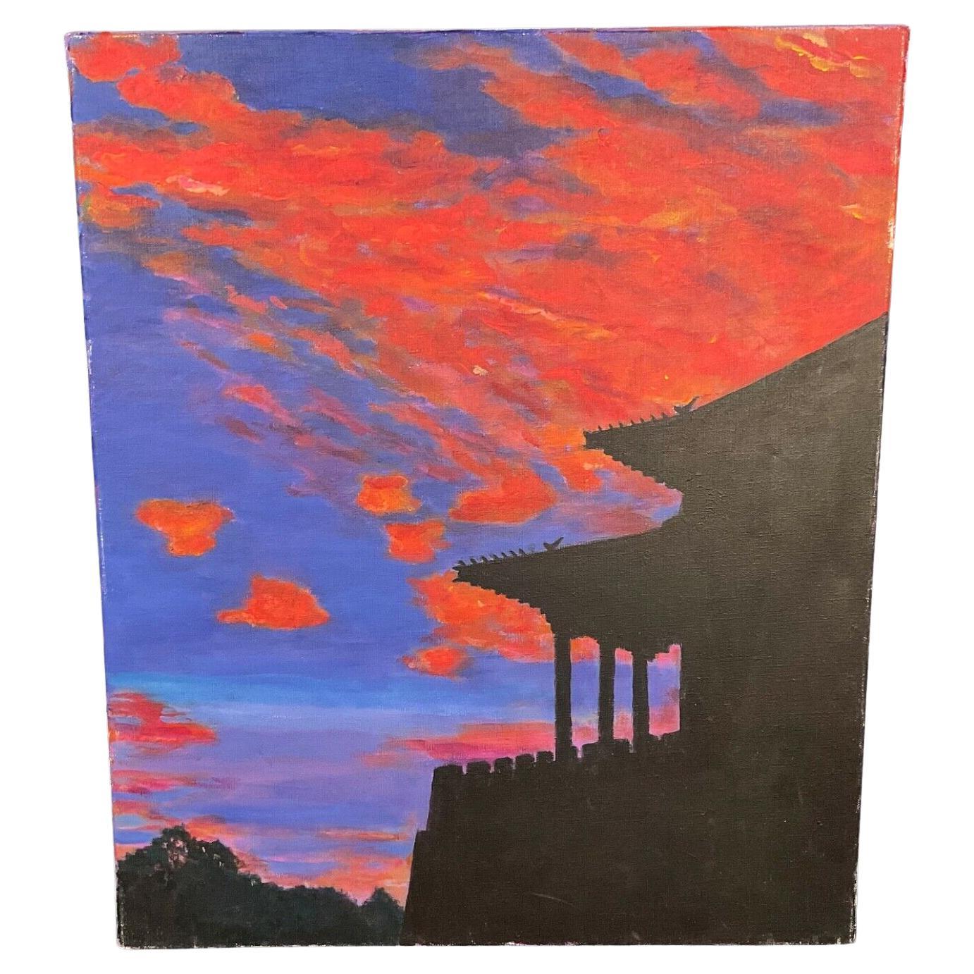 Picturesque Landscape Acrylic Painting by J. Boving – Mâconnais Artist - 2Y561