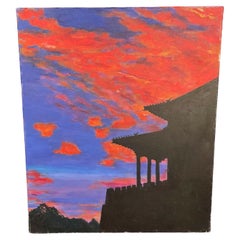 Picturesque Landscape Acrylic Painting by J. Boving – Mâconnais Artist - 2Y561