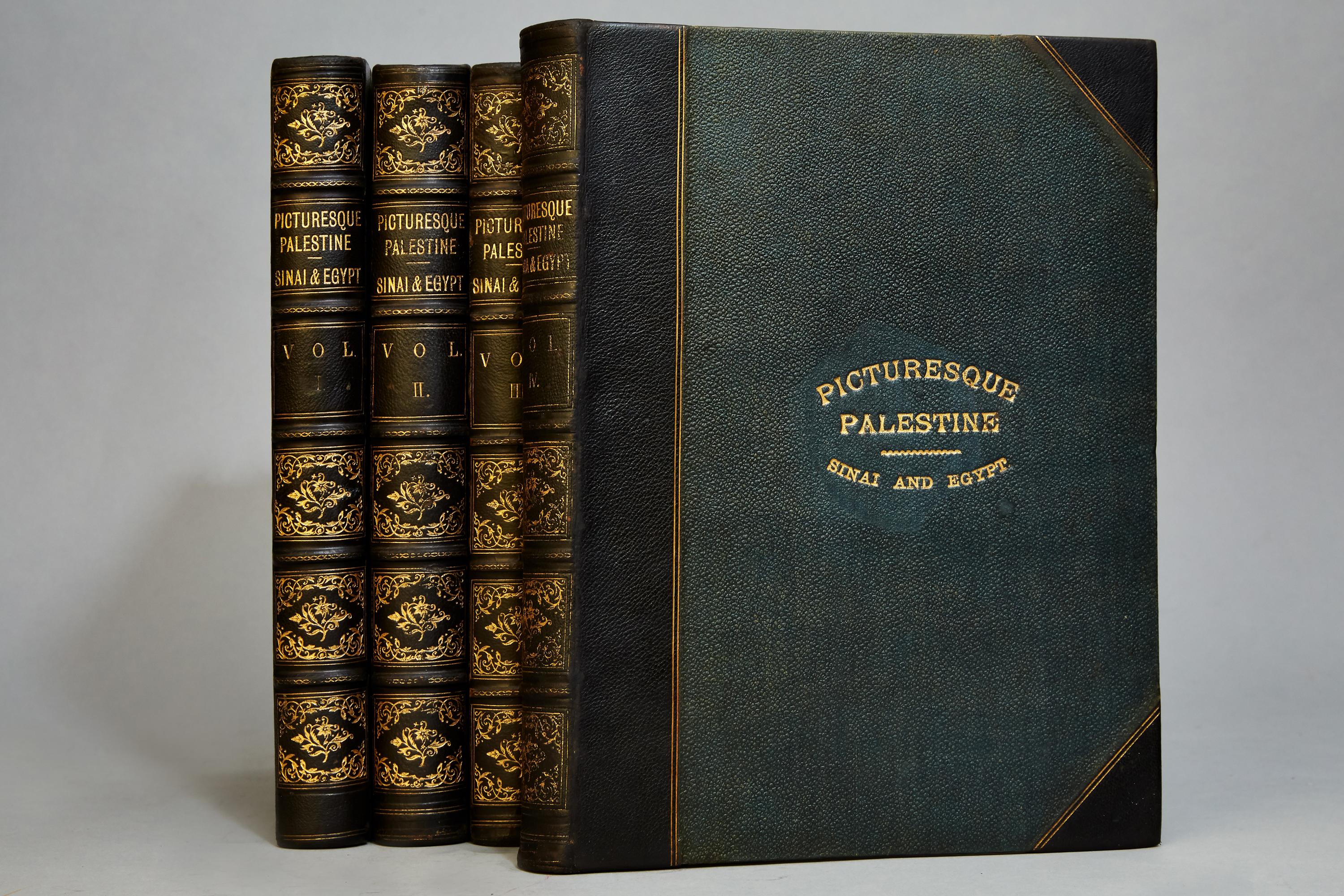 Col. Sir Charles W. Wilson

Picturesque Palestine, Sinai and Egypt. Assisted by The Most Eminent Palestine Explorers

4 volumes. Illustrated with numerous engravings on steel and wood. Bound in 3/4 green morocco. Cloth boards, all edges gilt, raised