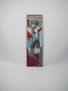 Picturesque Serigraphy of Norwegian Village by Sverre L. Pettersen, Norway 1970s