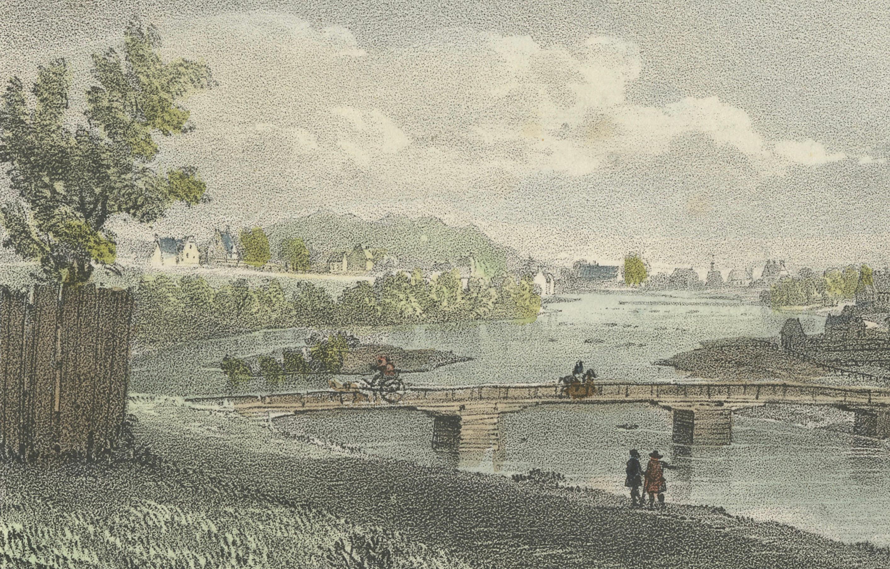 Vista pintoresca del pueblo de St. Hyacinthe, Quebec: Litografía c.1830 en Bueno Estado en Langweer, NL
