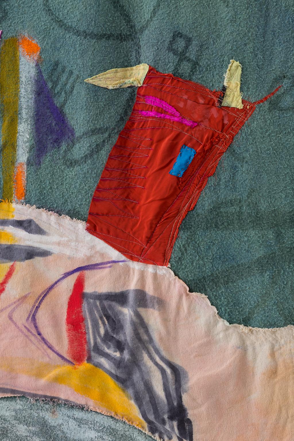 'Gráfico de tarta' Pintura de edredón Tapiz de lana Arte textil, en stock Estadounidense en venta