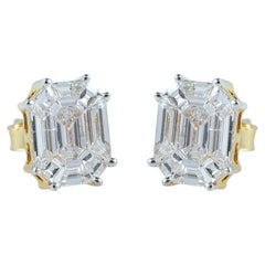 Pie Cut Diamond 14k Yellow Gold Push Back Stud Earrings Fine Jewelry