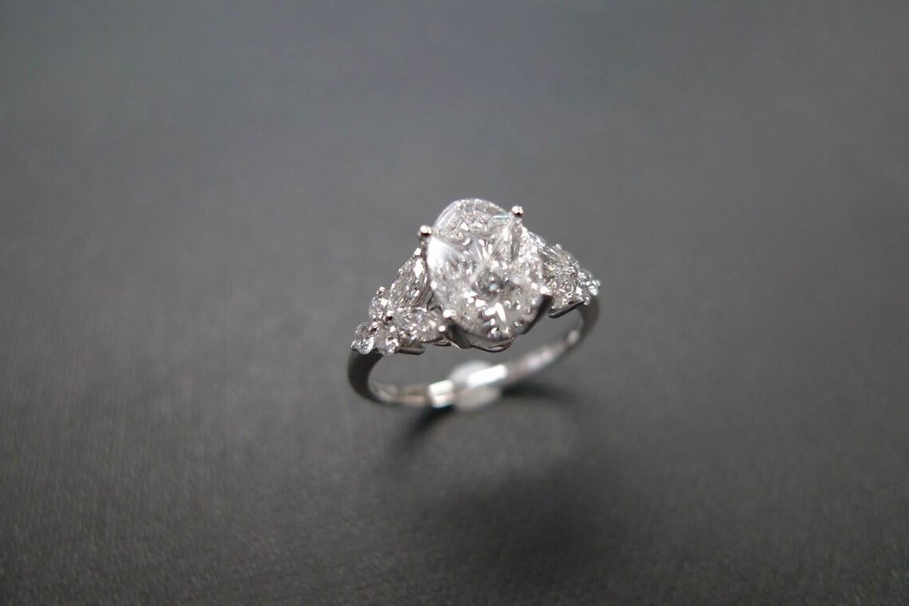 For Sale:  Pie Cut Diamond Ring, Illusion Diamond Ring, Oval Diamond Ring, Unique Engagemen 3