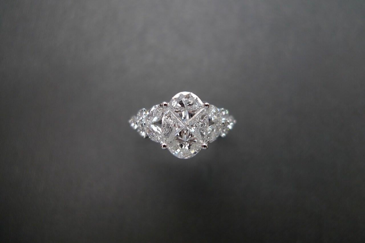 For Sale:  Pie Cut Diamond Ring, Illusion Diamond Ring, Oval Diamond Ring, Unique Engagemen 4