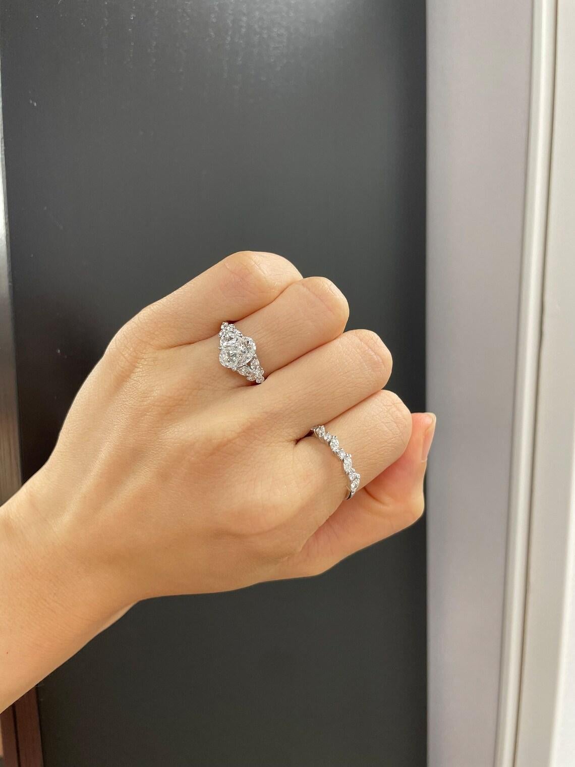 For Sale:  Pie Cut Diamond Ring, Illusion Diamond Ring, Oval Diamond Ring, Unique Engagemen 5