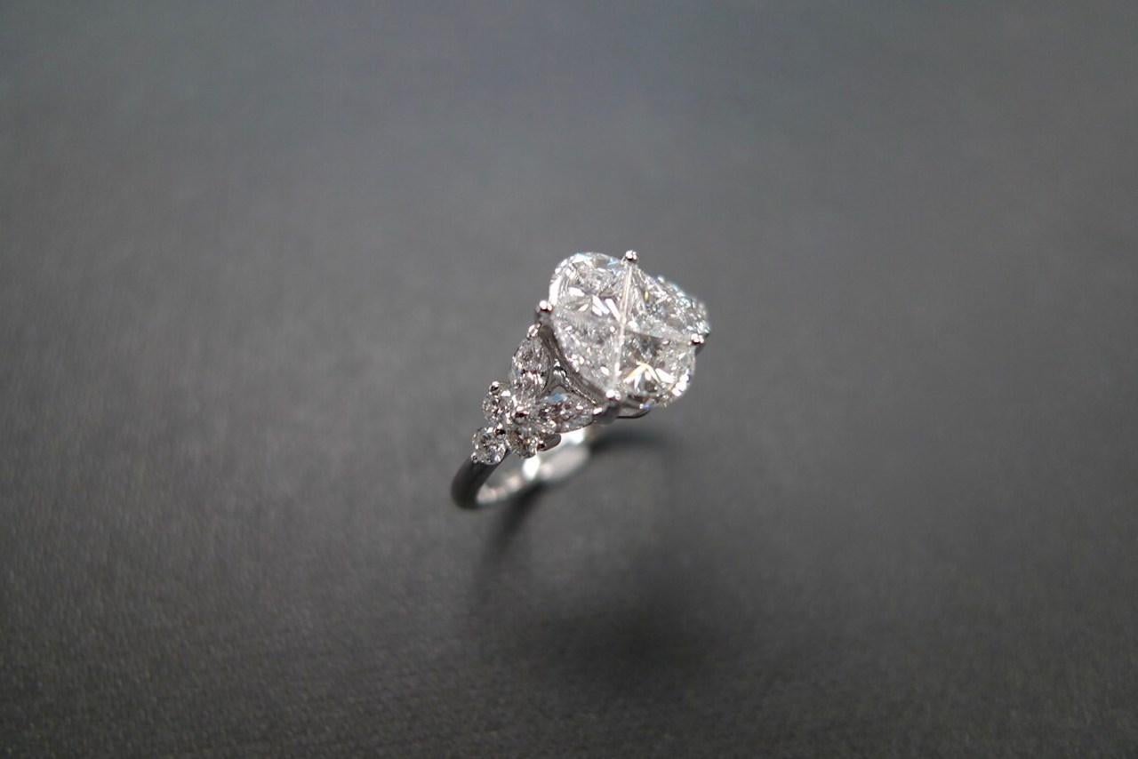 For Sale:  Pie Cut Diamond Ring, Illusion Diamond Ring, Oval Diamond Ring, Unique Engagemen 7