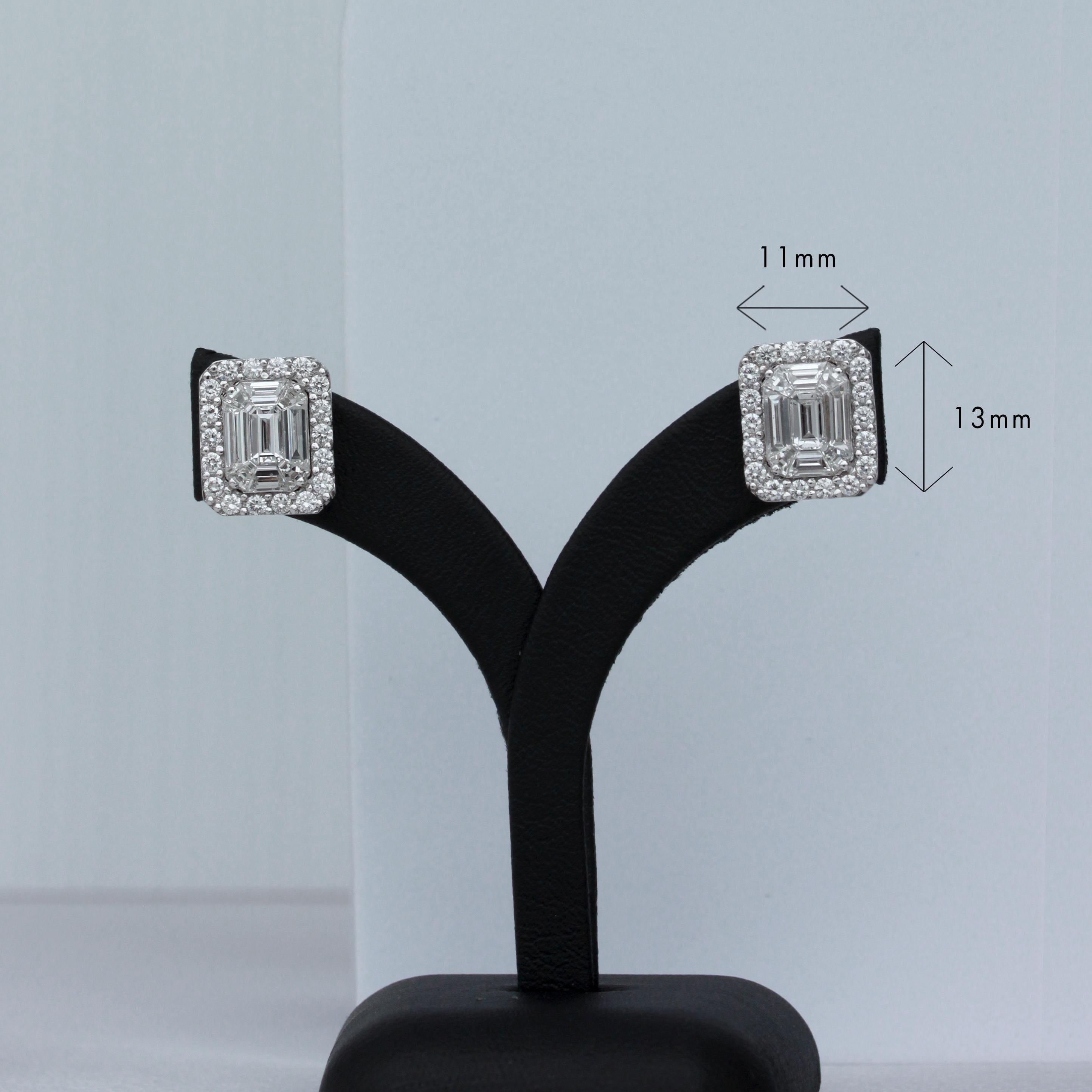 18K White Gold
2.75ct Natural VVS-VS Diamonds (D-G colour)
Total Earring Weight 4.97g

Add a touch of sophistication to your look with these stunning pie-cut diamond studs. The stunning pie-cut diamonds surrounded by beautiful round diamonds give
